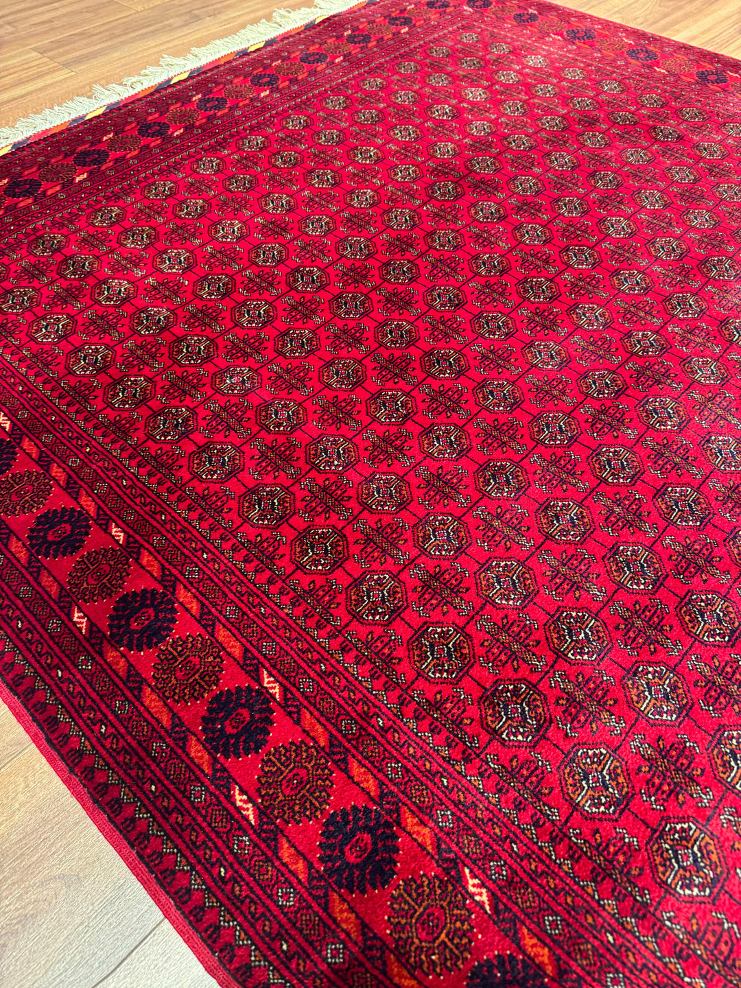 Afgan Halısı Bilcik Buhara Orijinal El Dokuması Kök Boya Yün 173x238 4.12 Metrekare - 5x7 ft