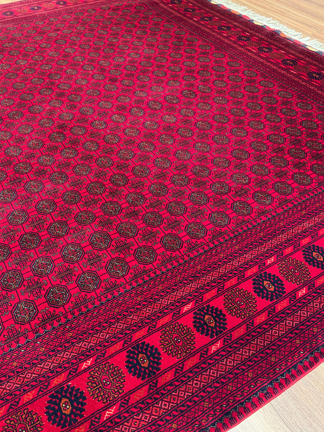 Afgan Halısı Bilcik Buhara Orijinal El Dokuması Kök Boya Yün 249x347 8.64 Metrekare - 8x12 ft