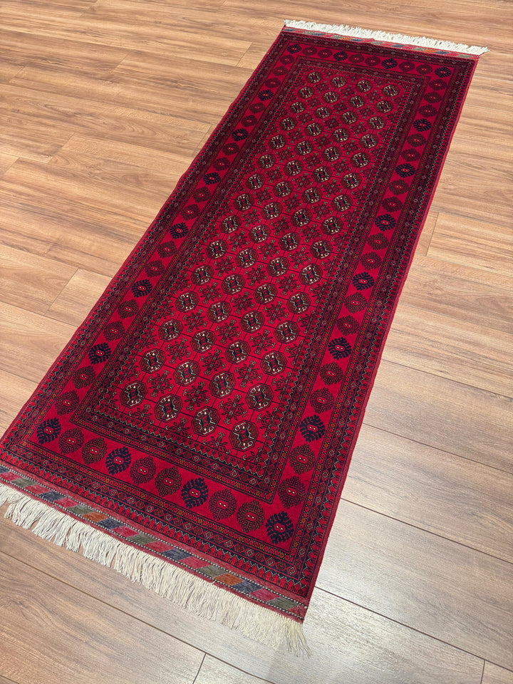 Afgan Halısı Yolluk Bilcik Buhara Orijinal El Dokuması Kök Boya Yün 0.82x205 1.68 Metrekare - 3x7 ft