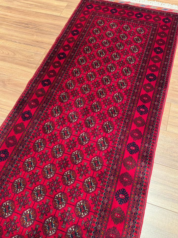 Afgan Halısı Yolluk Bilcik Buhara Orijinal El Dokuması Kök Boya Yün 0.82x205 1.68 Metrekare - 3x7 ft