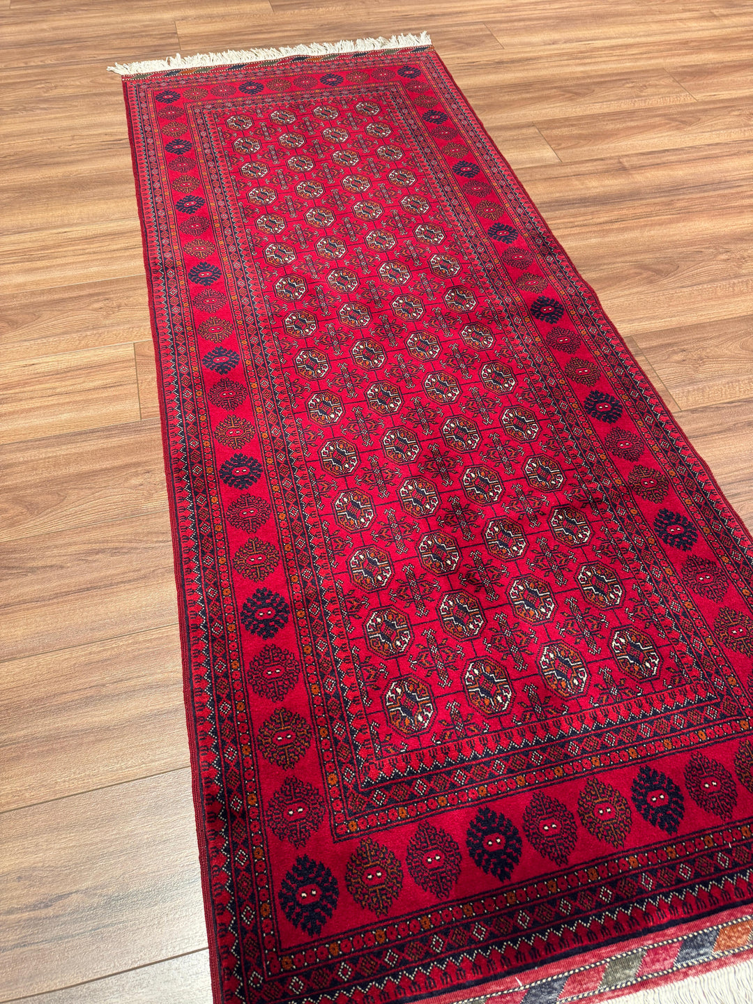 Afgan Halısı Yolluk Bilcik Buhara Orijinal El Dokuması Kök Boya Yün 0.82x205 1.68 Metrekare - 3x7 ft