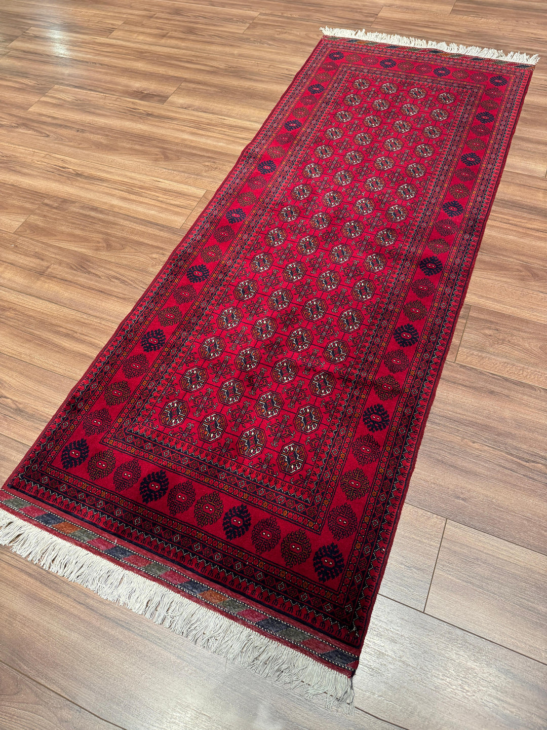 Afgan Halısı Yolluk Bilcik Buhara Orijinal El Dokuması Kök Boya Yün 0.82x205 1.68 Metrekare - 3x7 ft