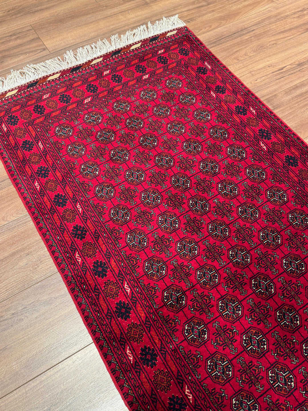 Afgan Halısı Yolluk Bilcik Buhara Orijinal El Dokuması Kök Boya Yün 0.79x199 1.57 Metrekare - 3x7 ft