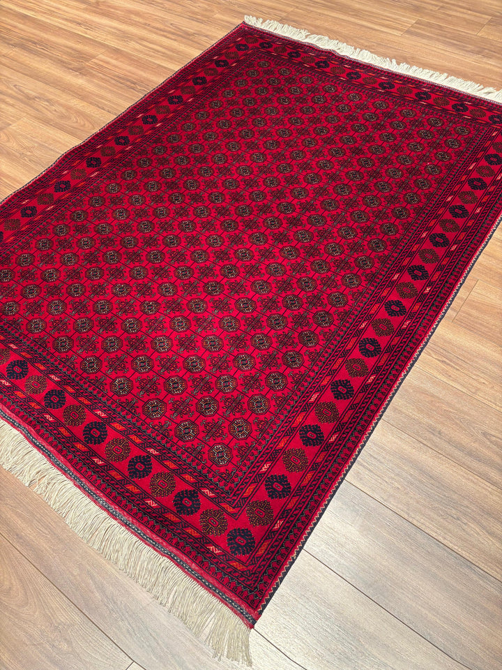 Afgan Halısı Bilcik Buhara Orijinal El Dokuması Kök Boya Yün 147x199 2.93 Metrekare - 5x7 ft