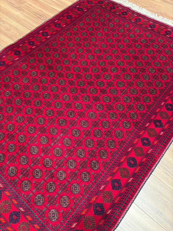 Afgan Halısı Bilcik Buhara Orijinal El Dokuması Kök Boya Yün 147x199 2.93 Metrekare - 5x7 ft