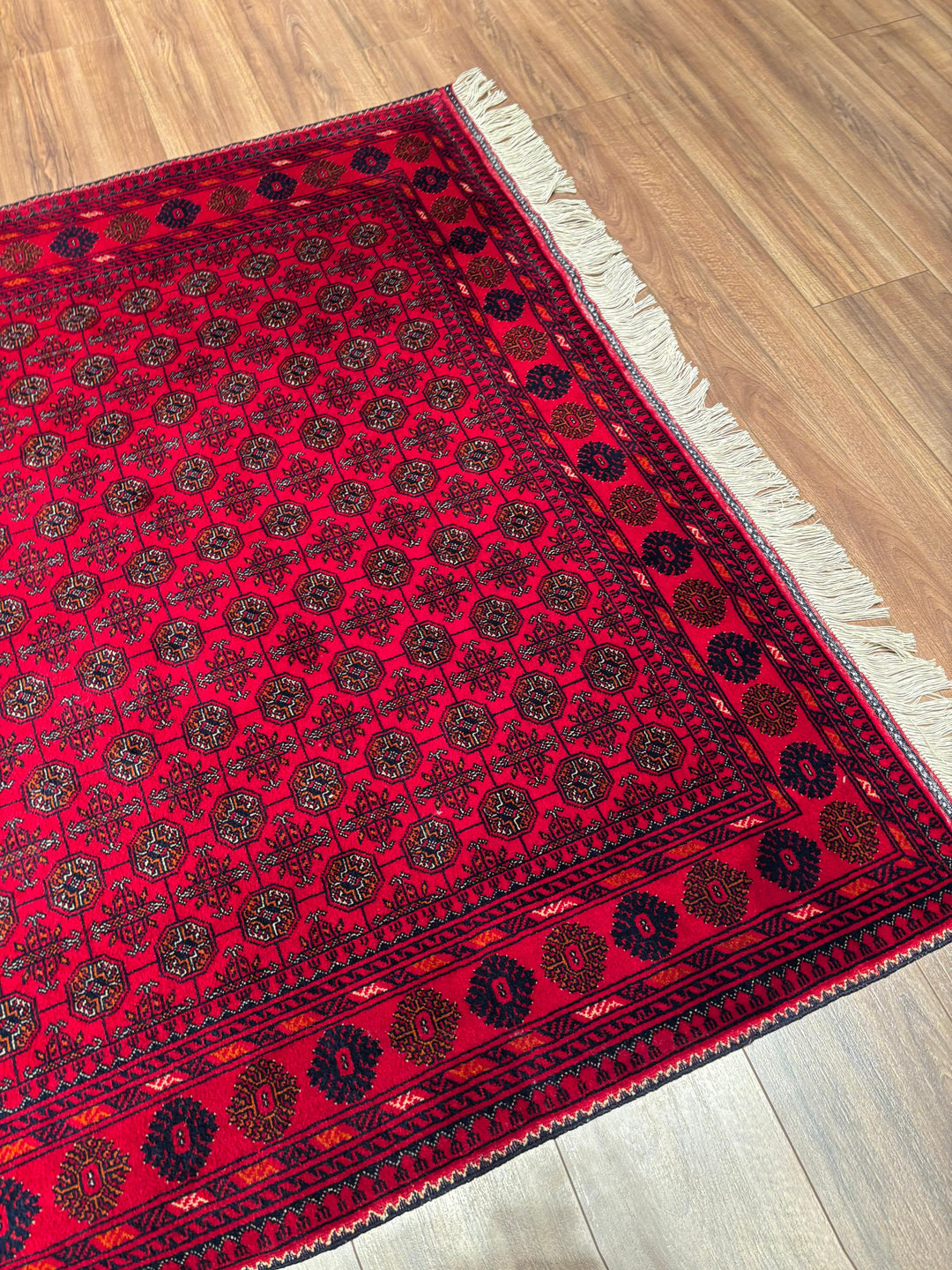 Afgan Halısı Bilcik Buhara Orijinal El Dokuması Kök Boya Yün 147x199 2.93 Metrekare - 5x7 ft