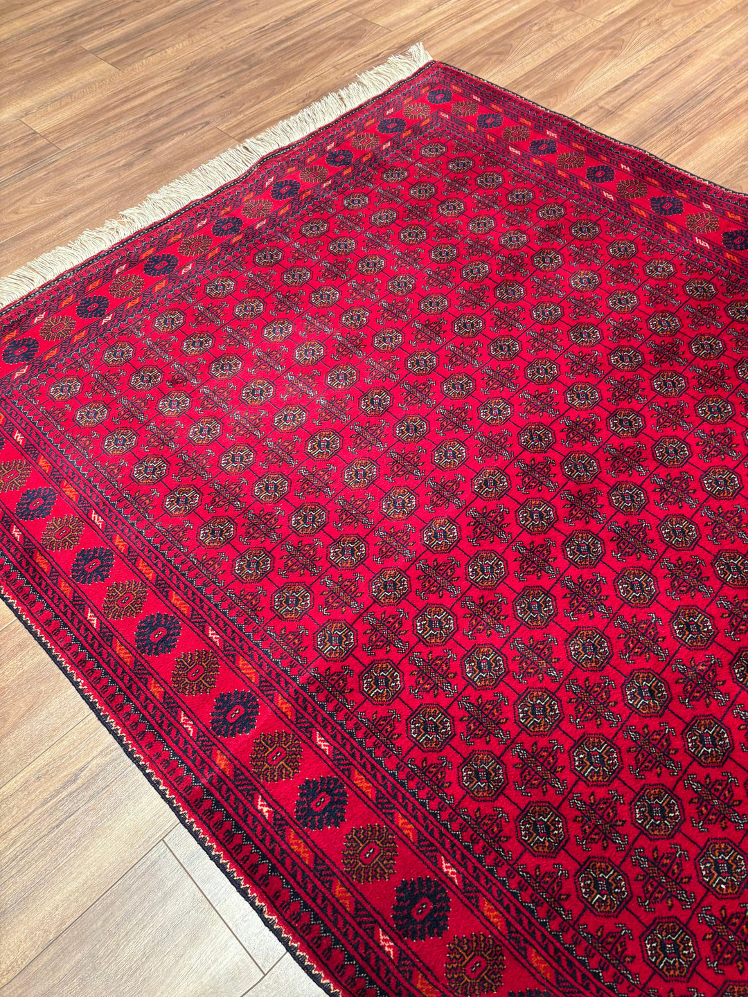 Afgan Halısı Bilcik Buhara Orijinal El Dokuması Kök Boya Yün 147x199 2.93 Metrekare - 5x7 ft