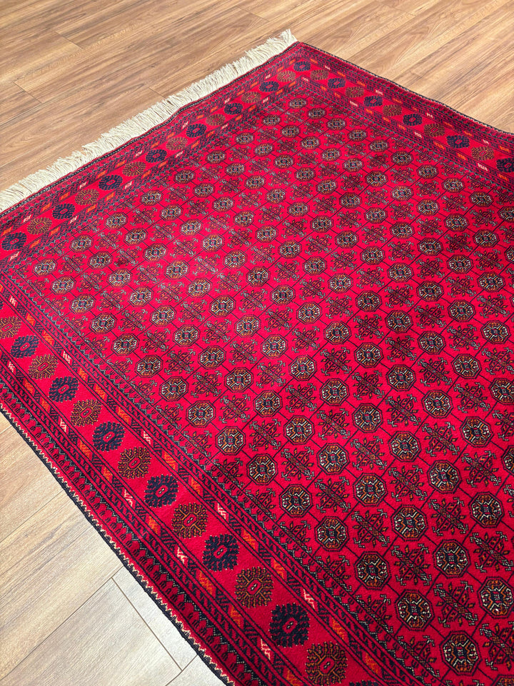 Afgan Halısı Bilcik Buhara Orijinal El Dokuması Kök Boya Yün 147x199 2.93 Metrekare - 5x7 ft