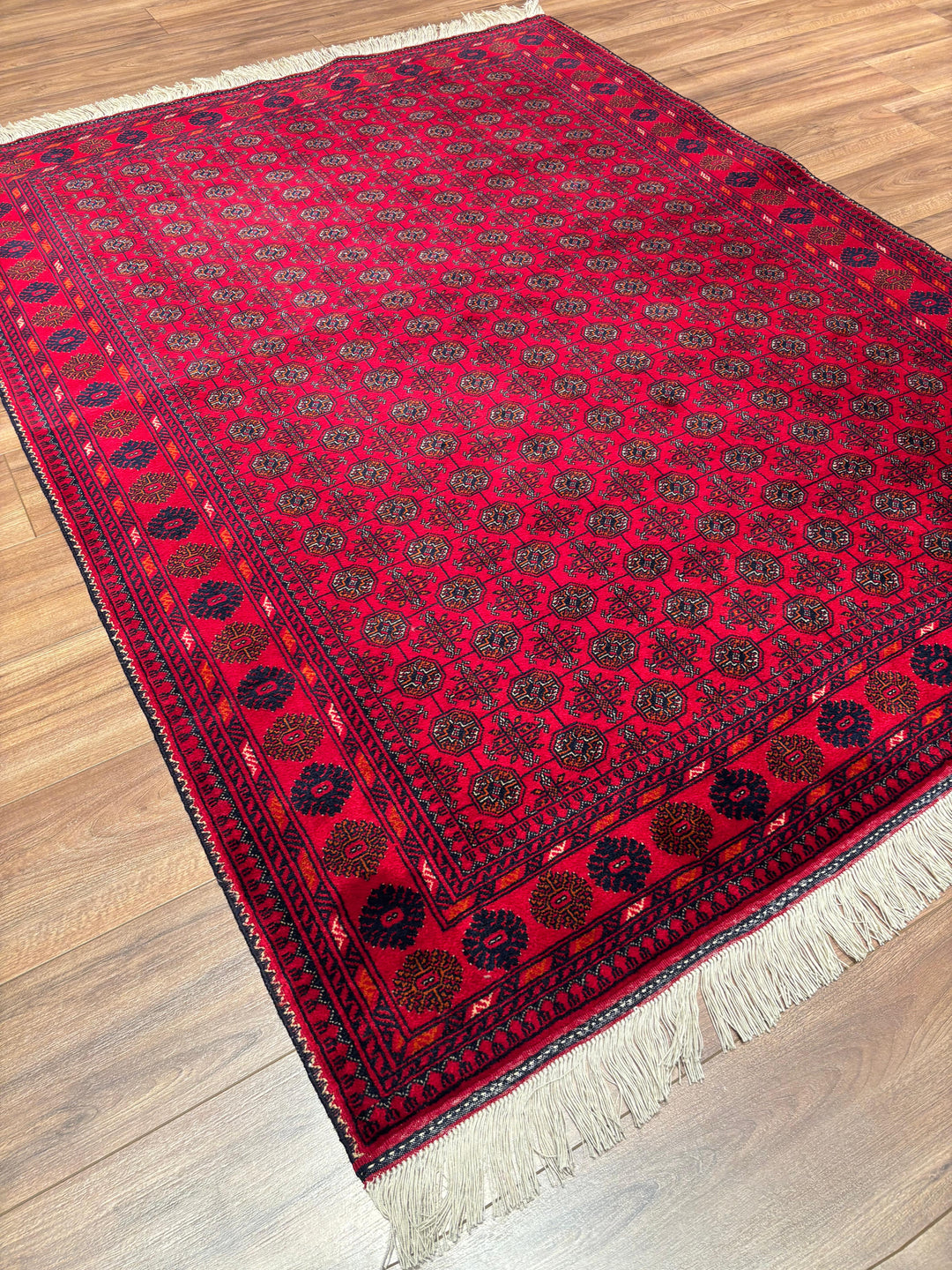 Afgan Halısı Bilcik Buhara Orijinal El Dokuması Kök Boya Yün 147x199 2.93 Metrekare - 5x7 ft