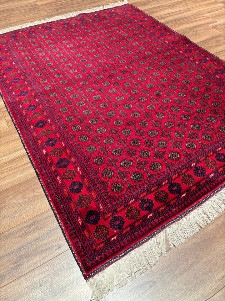 Afgan Halısı Bilcik Buhara Orijinal El Dokuması Kök Boya Yün 147x199 2.93 Metrekare - 5x7 ft