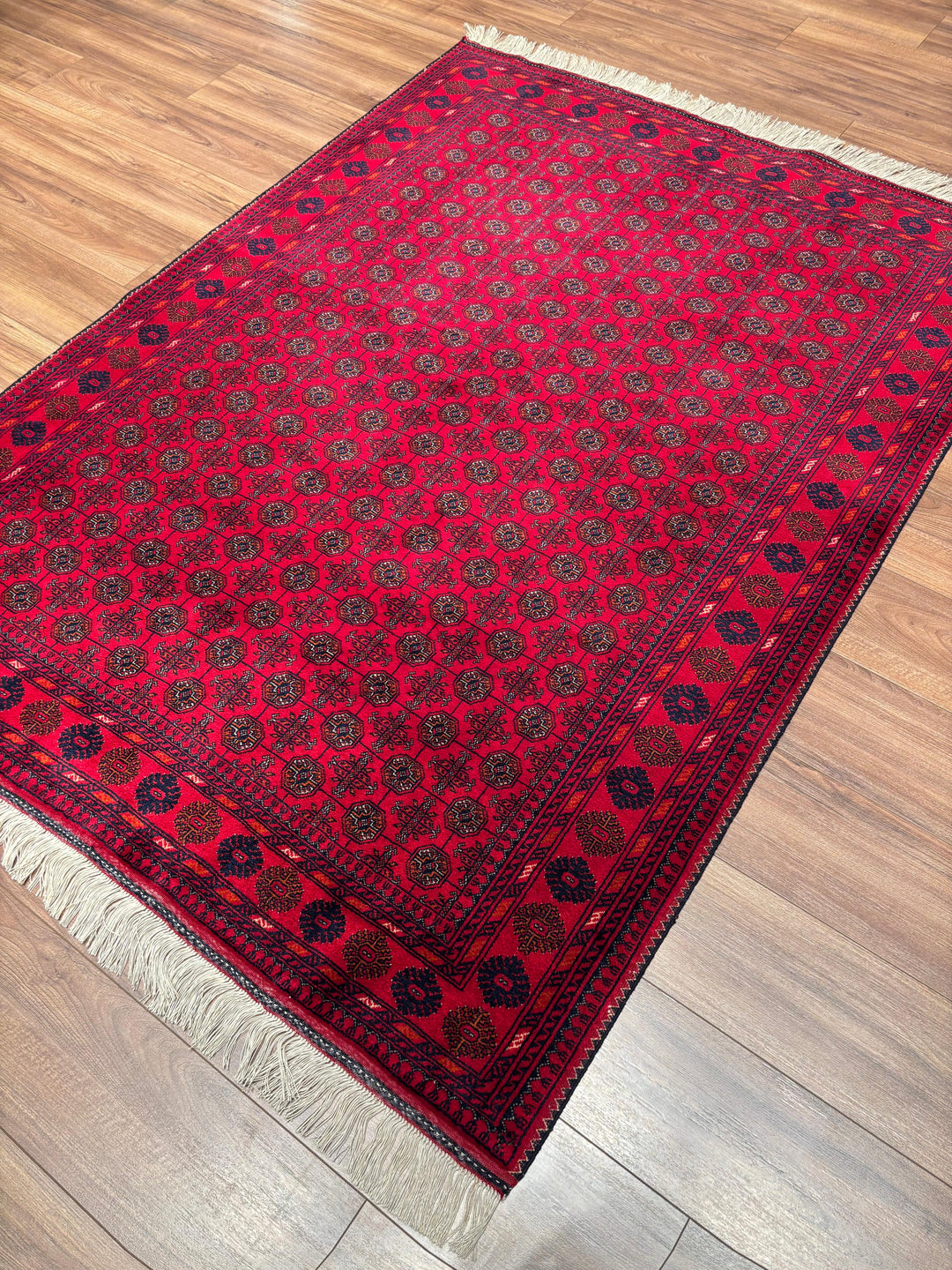 Afgan Halısı Bilcik Buhara Orijinal El Dokuması Kök Boya Yün 147x199 2.93 Metrekare - 5x7 ft