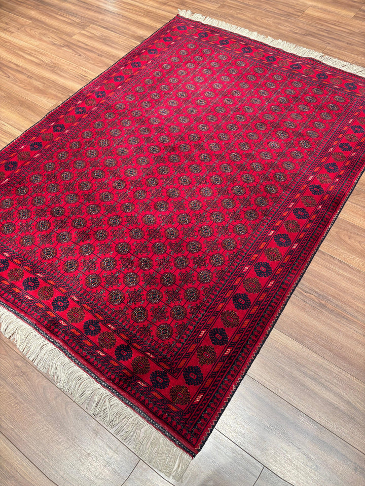 Afgan Halısı Bilcik Buhara Orijinal El Dokuması Kök Boya Yün 147x199 2.93 Metrekare - 5x7 ft