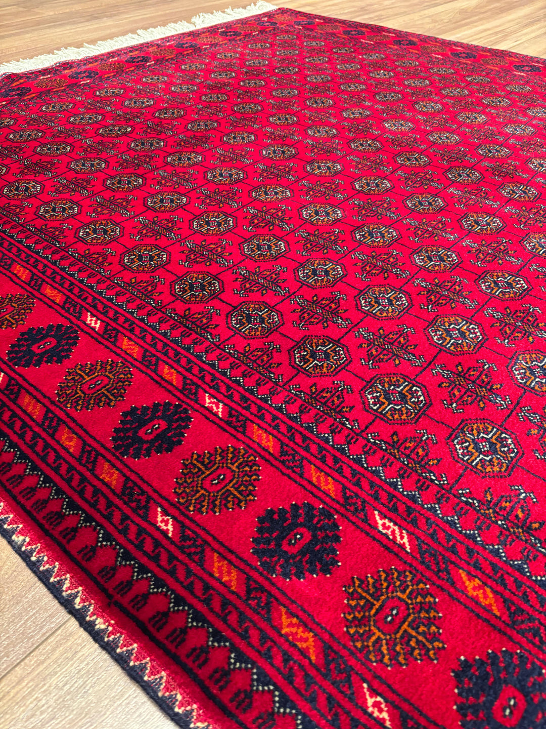 Afgan Halısı Bilcik Buhara Orijinal El Dokuması Kök Boya Yün 147x199 2.93 Metrekare - 5x7 ft