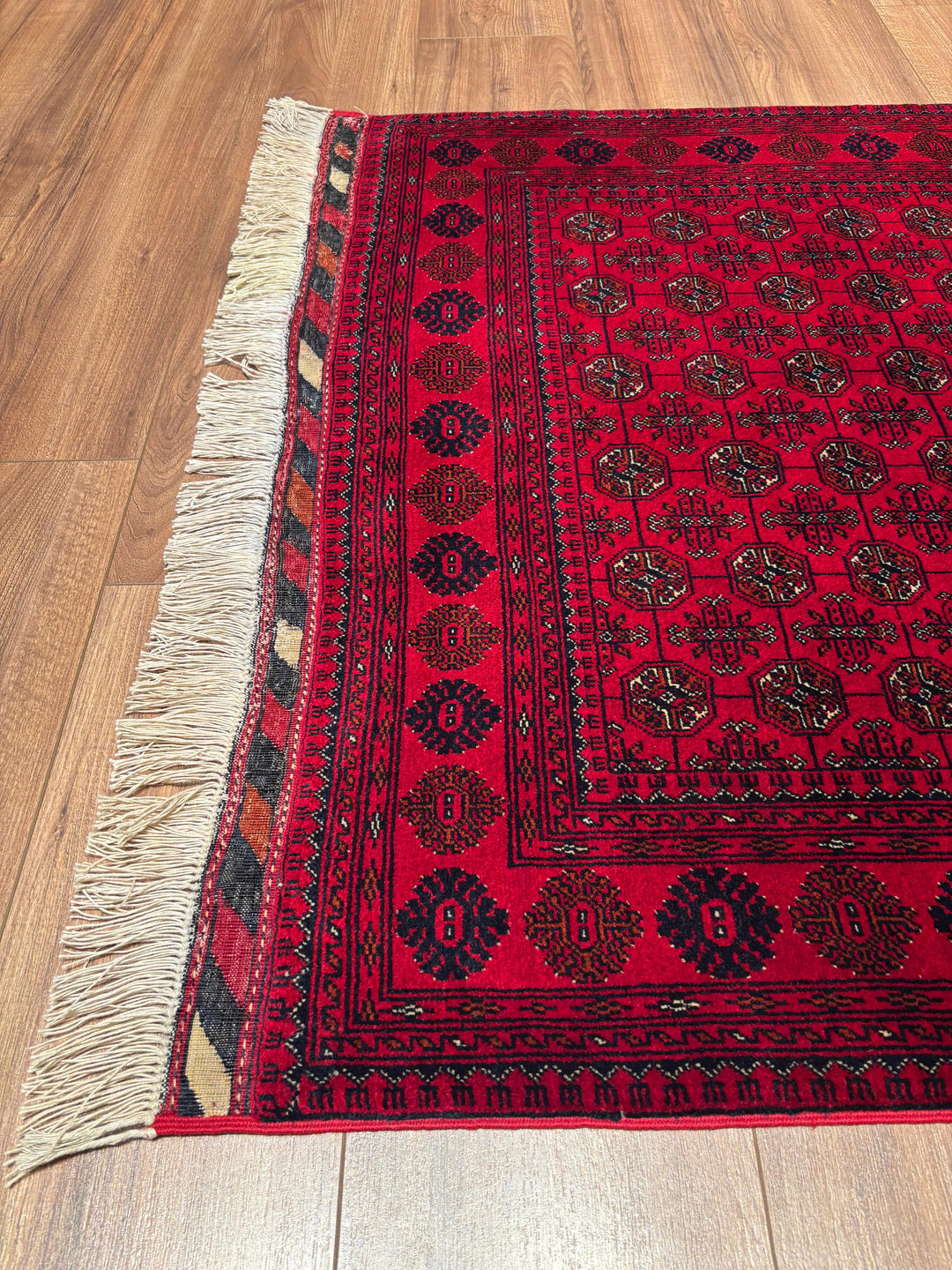 Afgan Halısı Bilcik Buhara Orijinal El Dokuması Kök Boya Yün 100x150 1.5 Metrekare - 3x5 ft