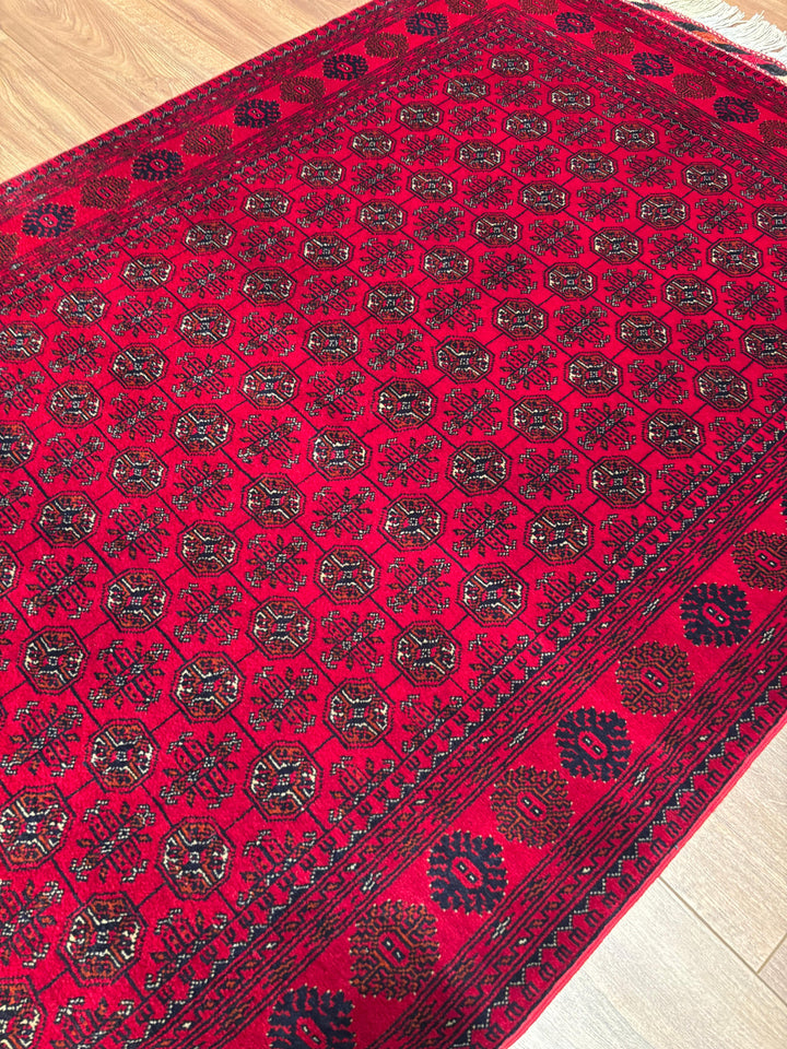 Afgan Halısı Bilcik Buhara Orijinal El Dokuması Kök Boya Yün 100x150 1.5 Metrekare - 3x5 ft