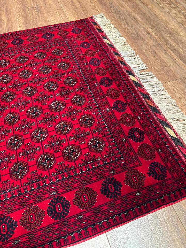 Afgan Halısı Bilcik Buhara Orijinal El Dokuması Kök Boya Yün 100x150 1.5 Metrekare - 3x5 ft