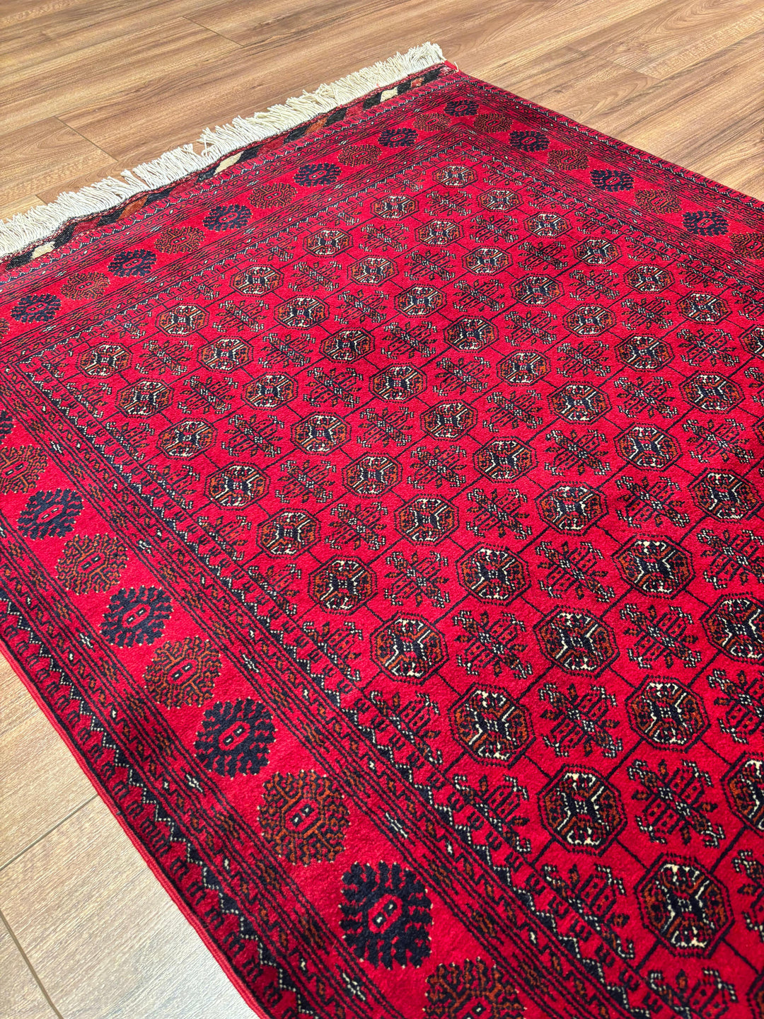 Afgan Halısı Bilcik Buhara Orijinal El Dokuması Kök Boya Yün 100x150 1.5 Metrekare - 3x5 ft