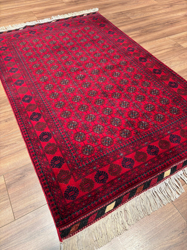 Afgan Halısı Bilcik Buhara Orijinal El Dokuması Kök Boya Yün 100x150 1.5 Metrekare - 3x5 ft