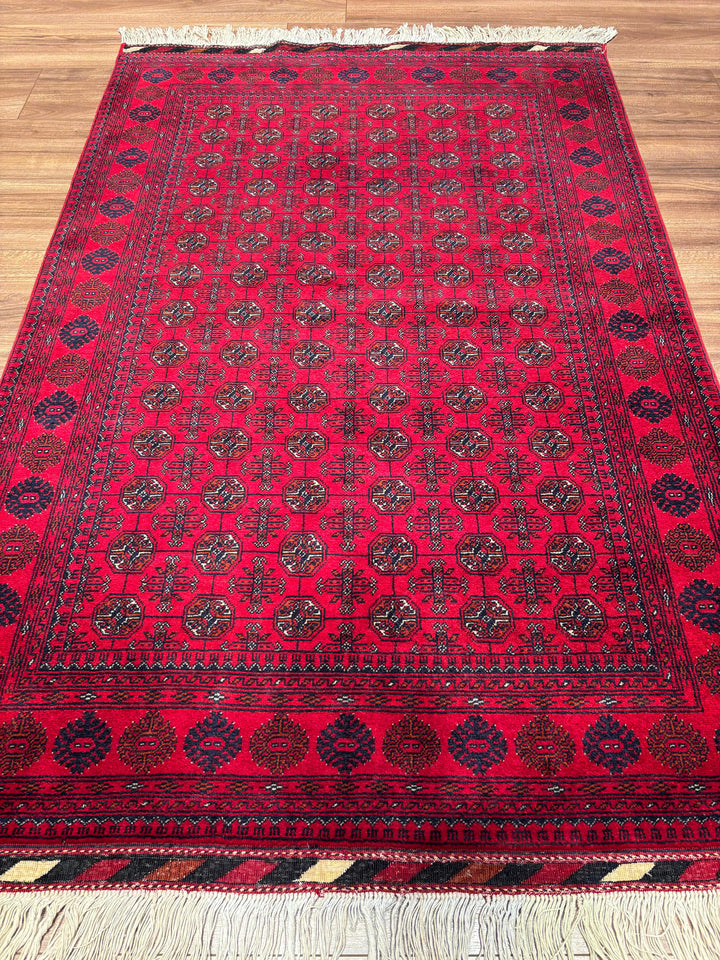 Afgan Halısı Bilcik Buhara Orijinal El Dokuması Kök Boya Yün 100x150 1.5 Metrekare - 3x5 ft