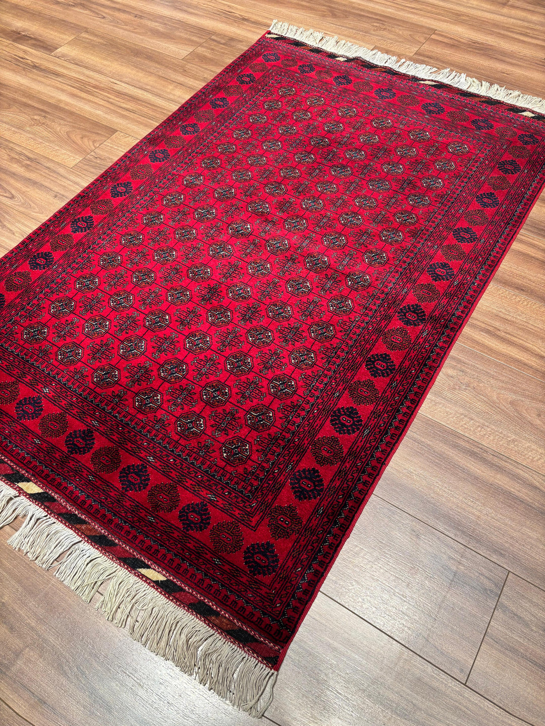 Afgan Halısı Bilcik Buhara Orijinal El Dokuması Kök Boya Yün 100x150 1.5 Metrekare - 3x5 ft