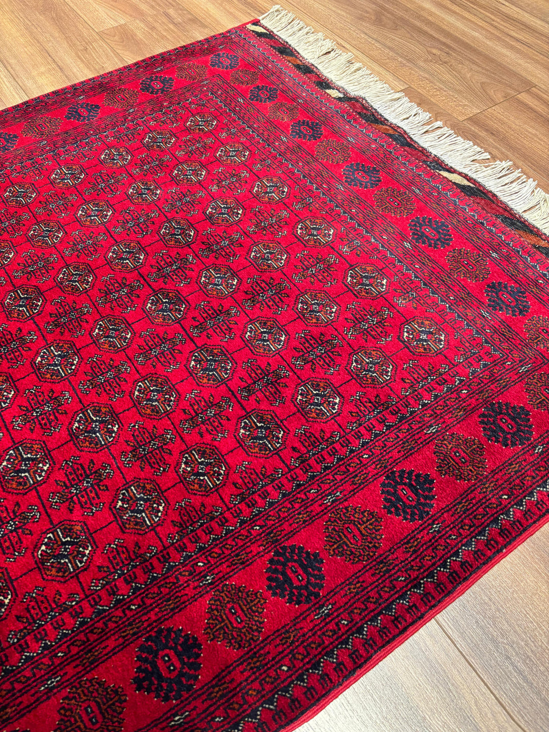 Afgan Halısı Bilcik Buhara Orijinal El Dokuması Kök Boya Yün 100x150 1.5 Metrekare - 3x5 ft