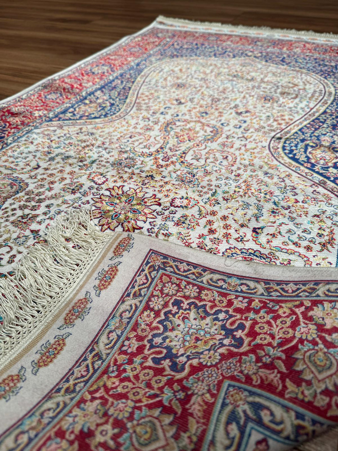 İran Krem - Bordo Seccade 0.80x125 1 Metrekare Namazlık - 2x4 ft