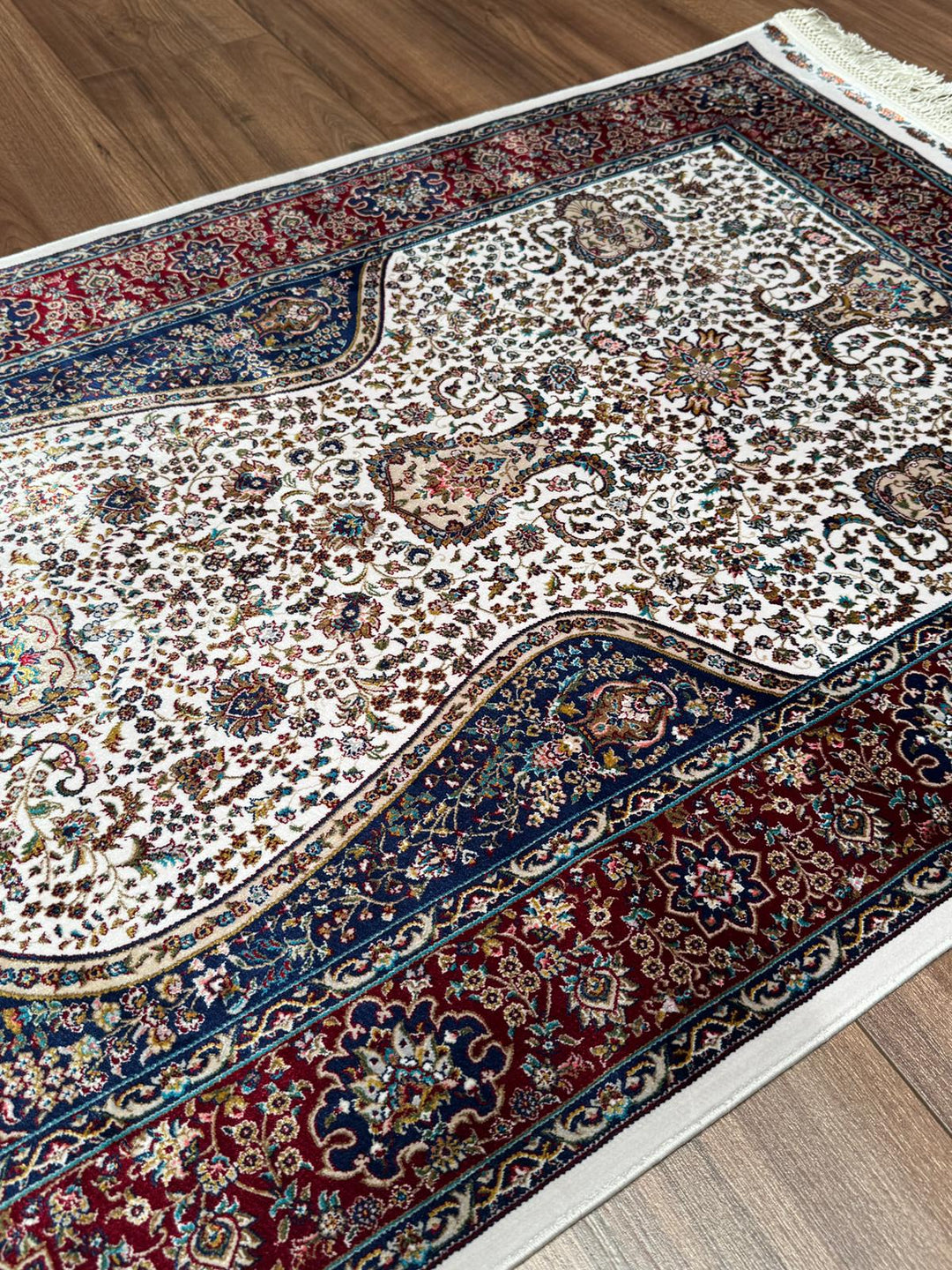İran Krem - Bordo Seccade 0.80x125 1 Metrekare Namazlık - 2x4 ft