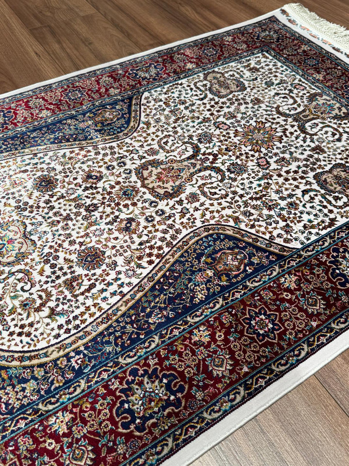 İran Krem - Bordo Seccade 0.80x125 1 Metrekare Namazlık - 2x4 ft