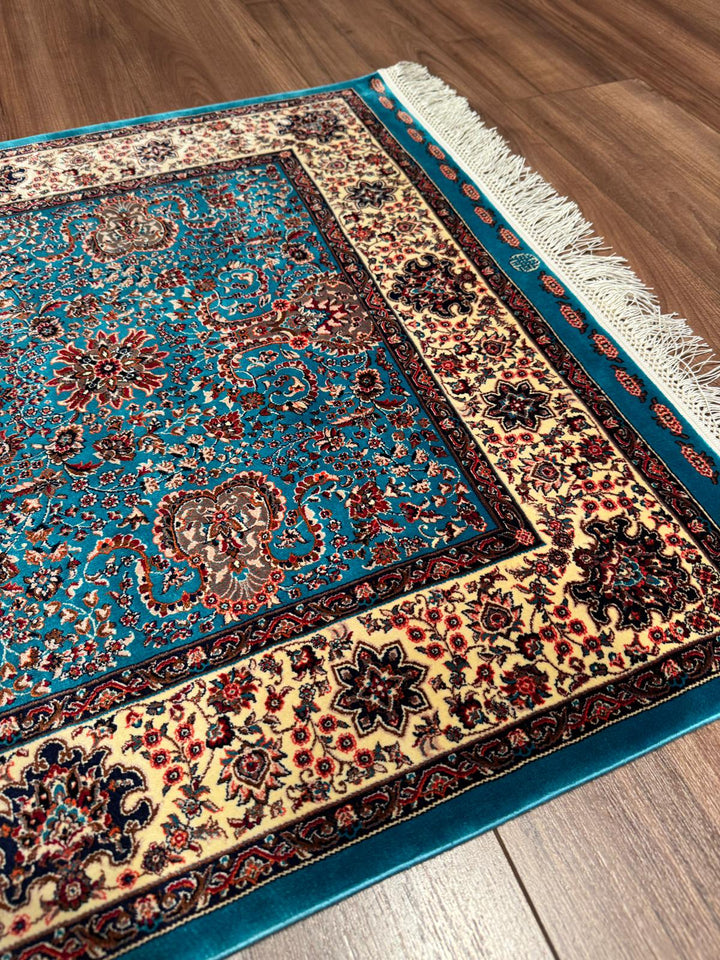 İran Turkuaz - Krem Seccade 0.80x125 1 Metrekare Namazlık - 2x4 ft