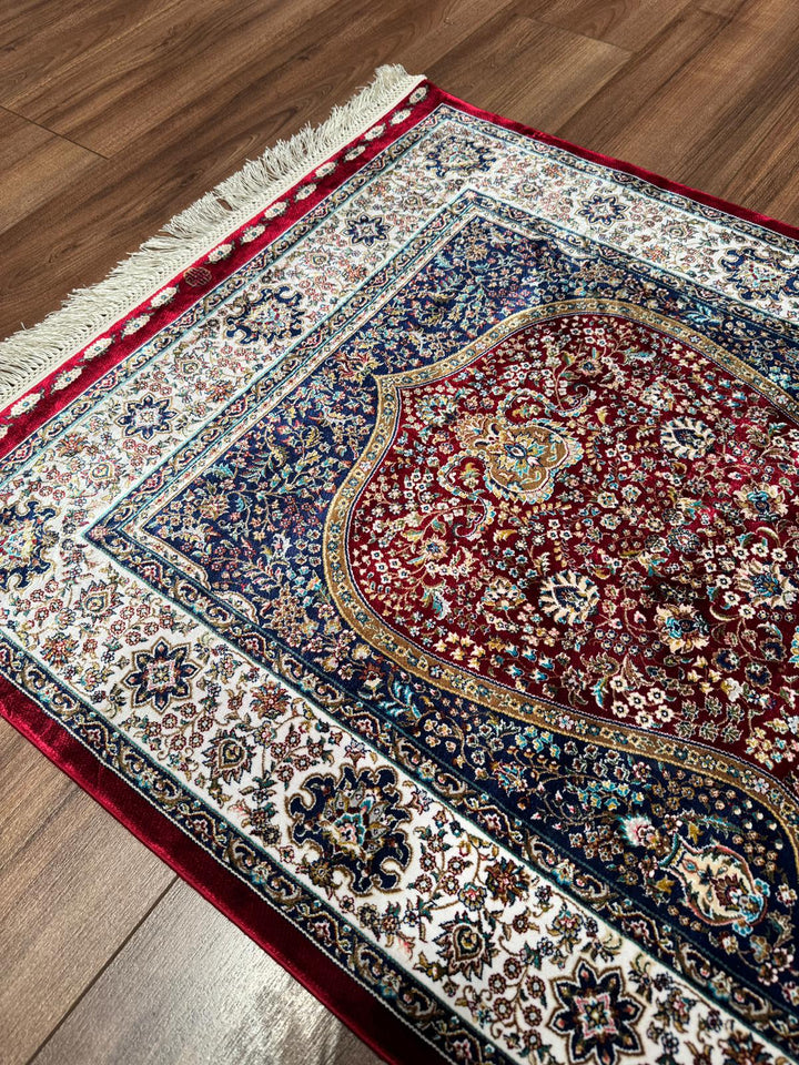 İran Bordo - Krem Seccade 0.80x125 1 Metrekare Namazlık - 2x4 ft