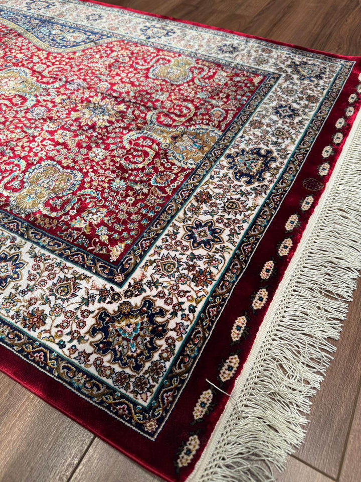 İran Bordo - Krem Seccade 0.80x125 1 Metrekare Namazlık - 2x4 ft