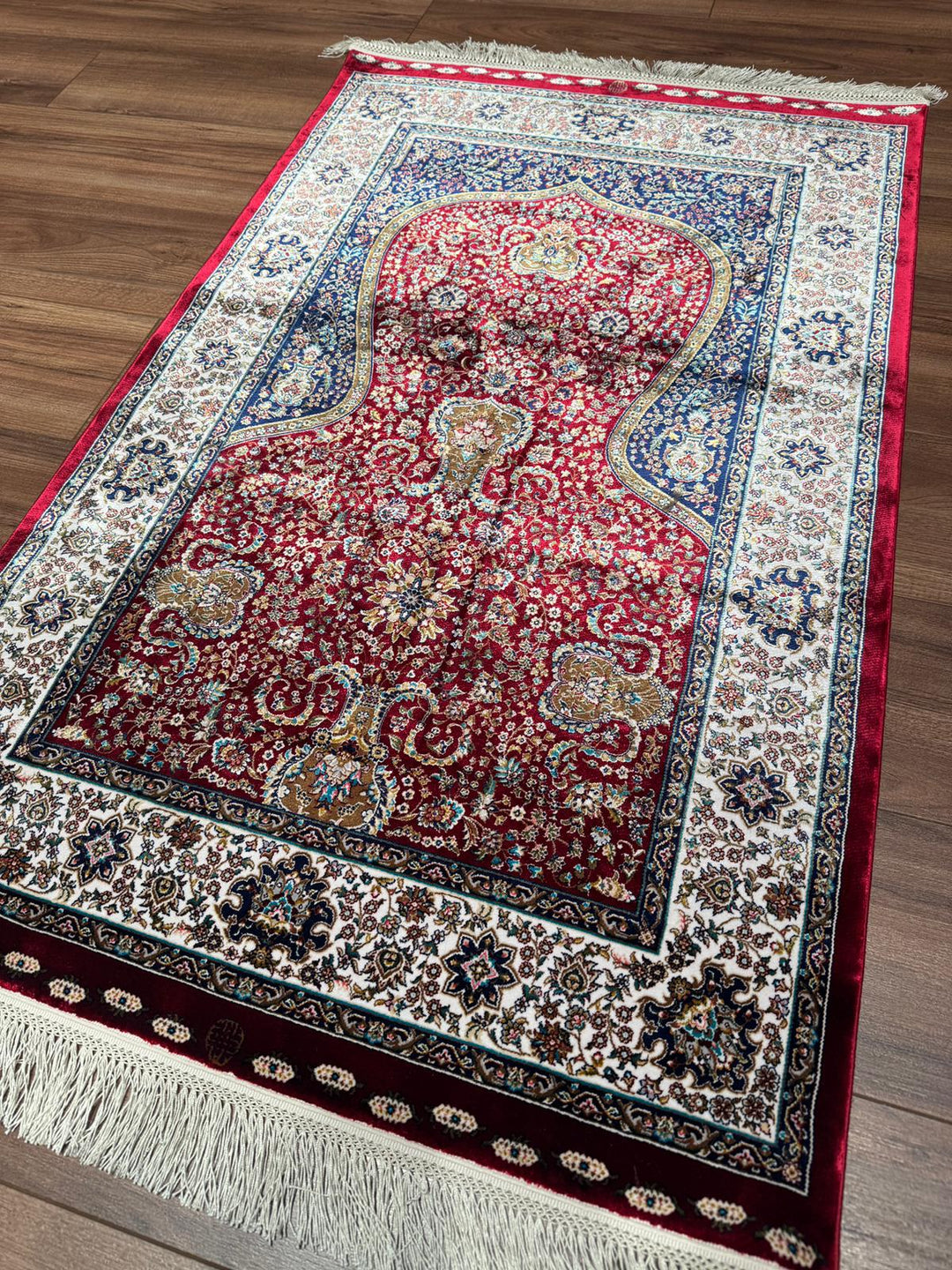 İran Bordo - Krem Seccade 0.80x125 1 Metrekare Namazlık - 2x4 ft