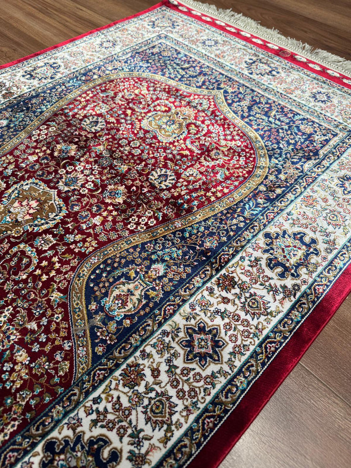 İran Bordo - Krem Seccade 0.80x125 1 Metrekare Namazlık - 2x4 ft