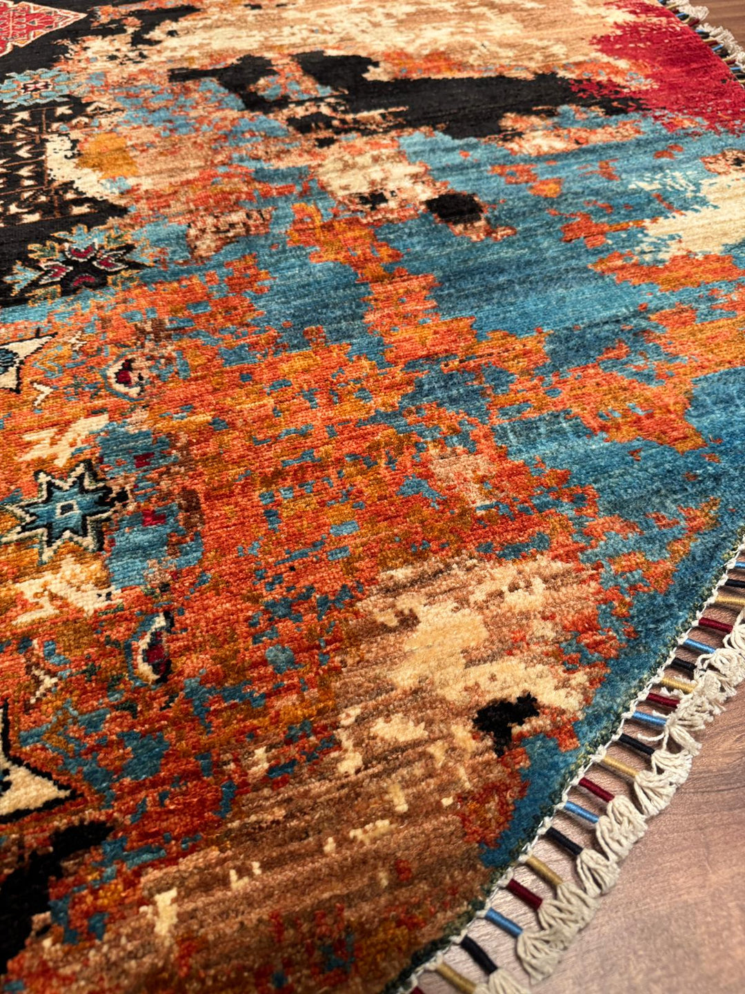 Kırık Memlük Yuvarlak Orijinal El Dokuması Multi Kök Boya Yün Halı 263x271 7.13 Metrekare - 9x9 ft