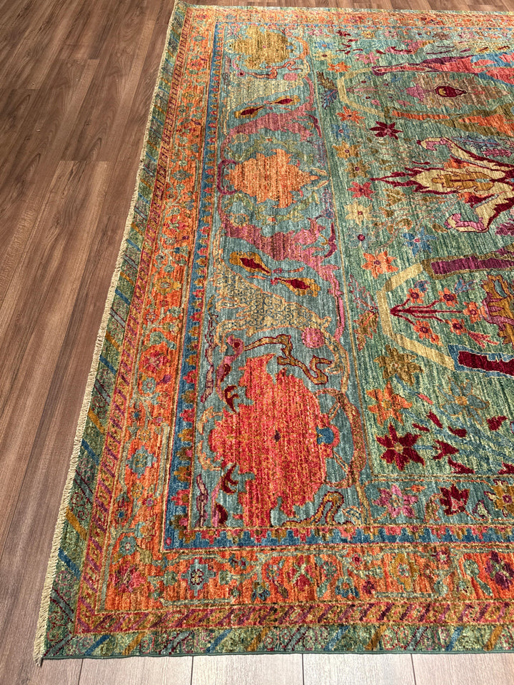 Selçuklu Orijinal El Dokuması Multi Kök Boya Yün Halı 276x367 10.13 Metrekare - 9x12 ft