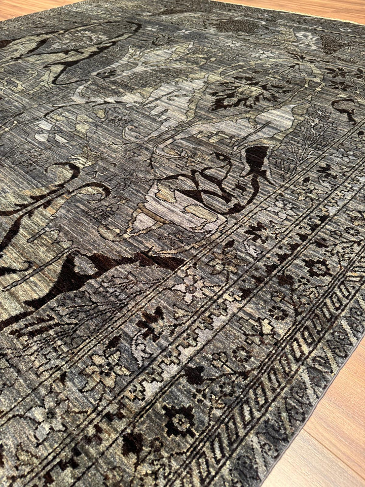 Selçuklu Orijinal El Dokuması Siyah Kök Boya Yün Halı 275x354 9.74 Metrekare - 9x12 ft