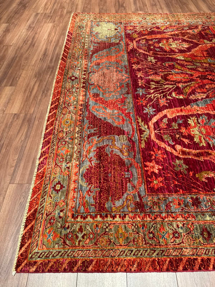 Selçuklu Orijinal El Dokuması Turuncu Kök Boya Yün Halı 248x302 7.49 Metrekare - 7x10 ft