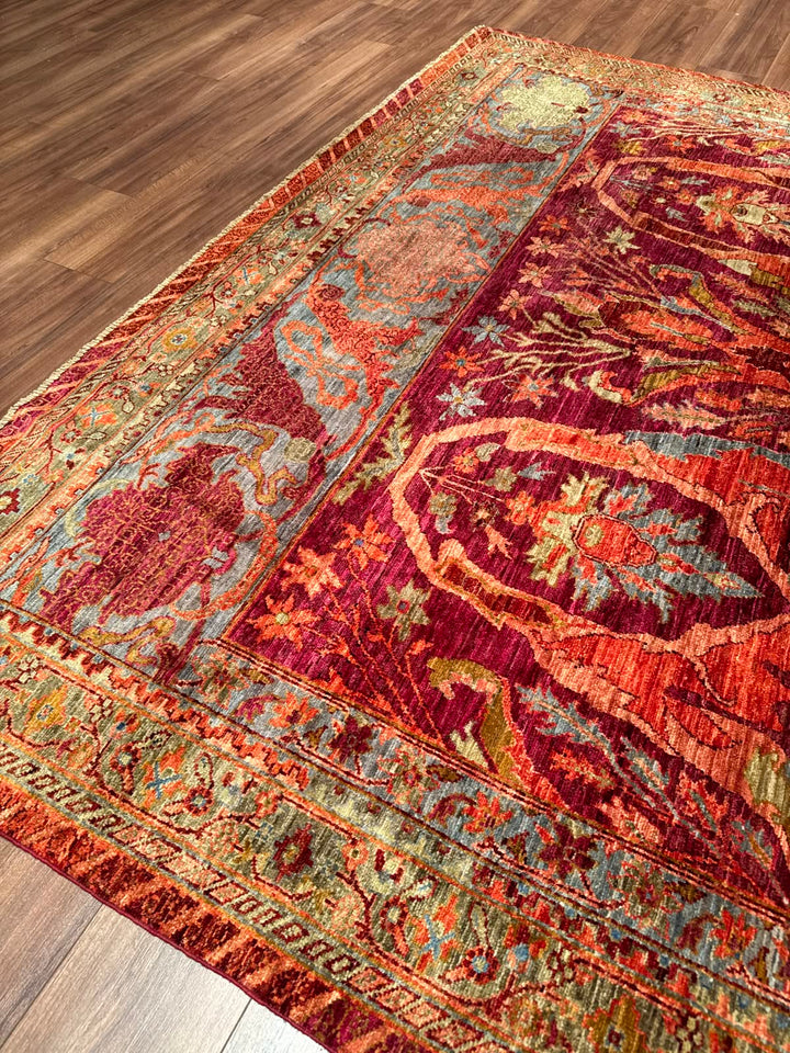 Selçuklu Orijinal El Dokuması Turuncu Kök Boya Yün Halı 248x302 7.49 Metrekare - 7x10 ft