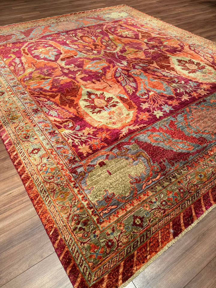 Selçuklu Orijinal El Dokuması Turuncu Kök Boya Yün Halı 248x302 7.49 Metrekare - 7x10 ft