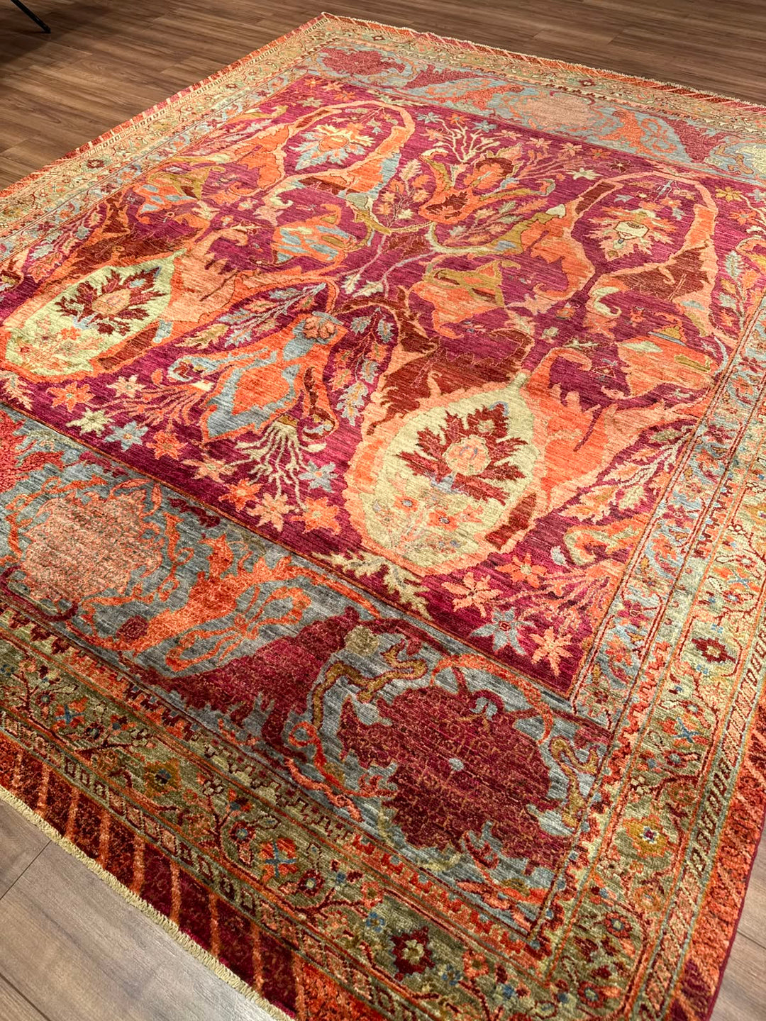 Selçuklu Orijinal El Dokuması Turuncu Kök Boya Yün Halı 248x302 7.49 Metrekare - 7x10 ft