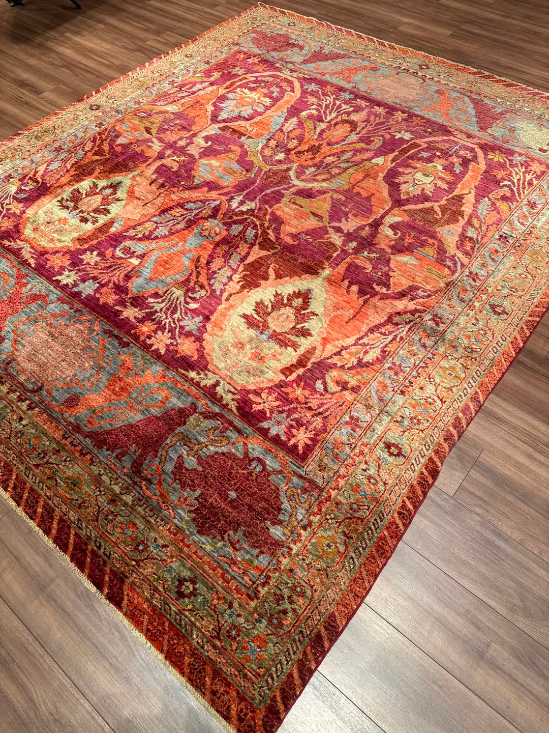 Selçuklu Orijinal El Dokuması Turuncu Kök Boya Yün Halı 248x302 7.49 Metrekare - 7x10 ft