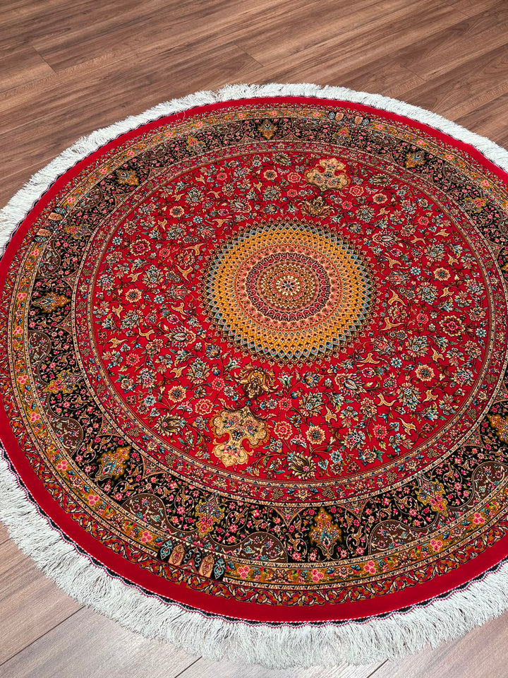İran Kubbe Kırmızı Modal İpeği Halı 150x150 2.25 Metrekare - 5x5 ft