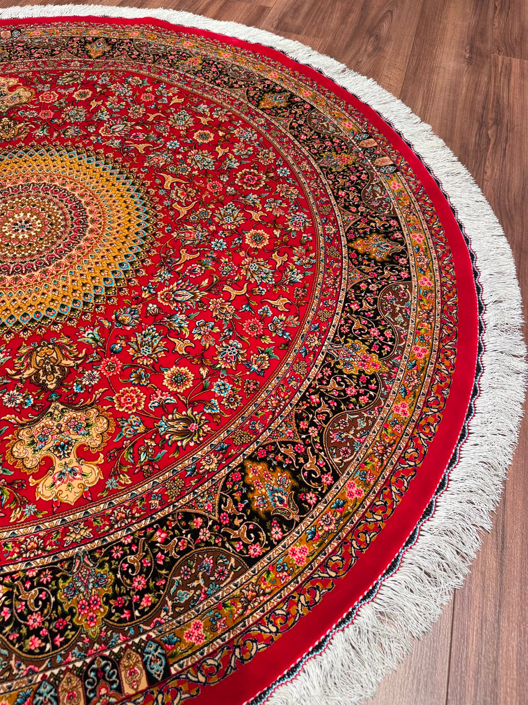 İran Kubbe Kırmızı Modal İpeği Halı 150x150 2.25 Metrekare - 5x5 ft