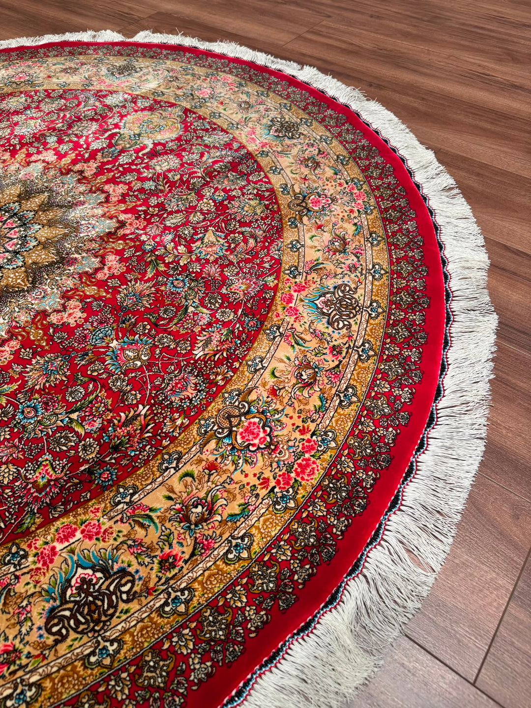 İran Kubbe Kırmızı Modal İpeği Halı 150x150 2.25 Metrekare - 5x5 ft