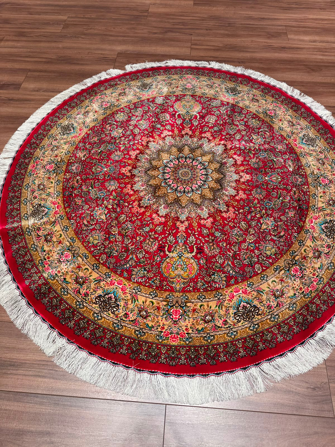 İran Kubbe Kırmızı Modal İpeği Halı 150x150 2.25 Metrekare - 5x5 ft