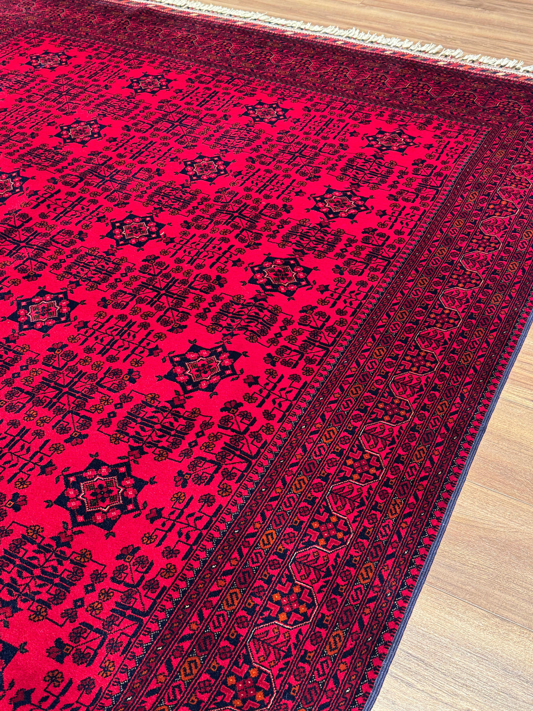 Afgan Halısı Bilcik Orijinal El Dokuması Kök Boya Yün 201x298 5.99 Metrekare - 7x10 ft