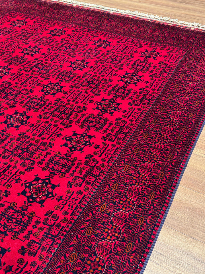 Afgan Halısı Bilcik Orijinal El Dokuması Kök Boya Yün 201x298 5.99 Metrekare - 7x10 ft
