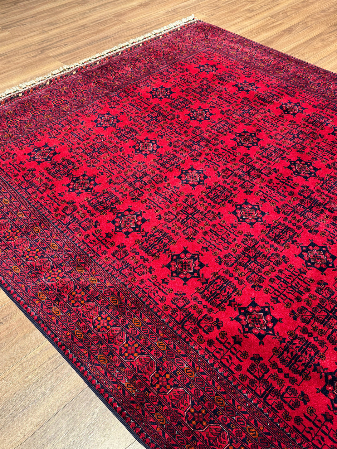 Afgan Halısı Bilcik Orijinal El Dokuması Kök Boya Yün 201x298 5.99 Metrekare - 7x10 ft