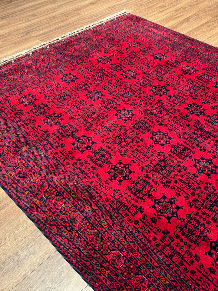 Afgan Halısı Bilcik Orijinal El Dokuması Kök Boya Yün 201x298 5.99 Metrekare - 7x10 ft
