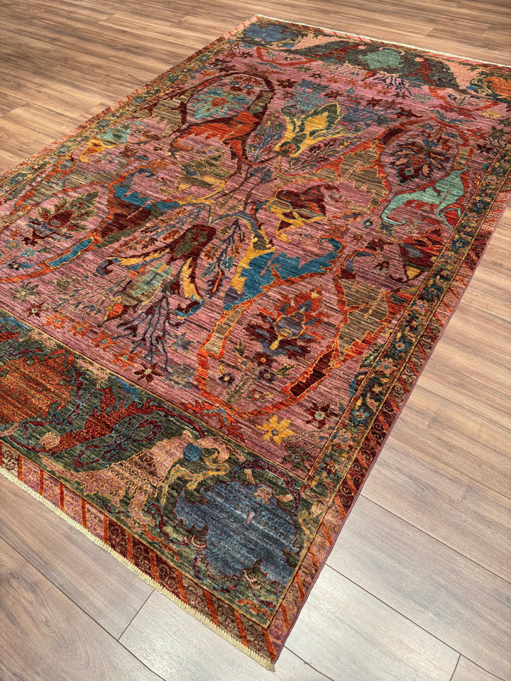 Selçuklu Orijinal El Dokuması Multi Kök Boya Yün Halı 199x299 5.95 Metrekare - 7x10 ft